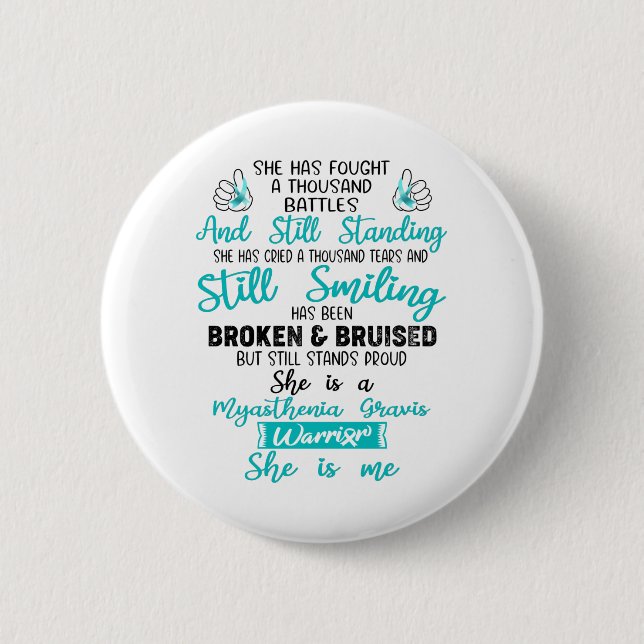 Badge Rond 5 Cm Soutenez Myasthenia Gravis Guerrier Cadeaux (Devant)