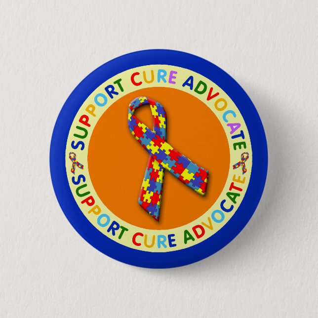 Badge Rond 5 Cm Soutenir l'autisme de Cure Advocate (Devant)