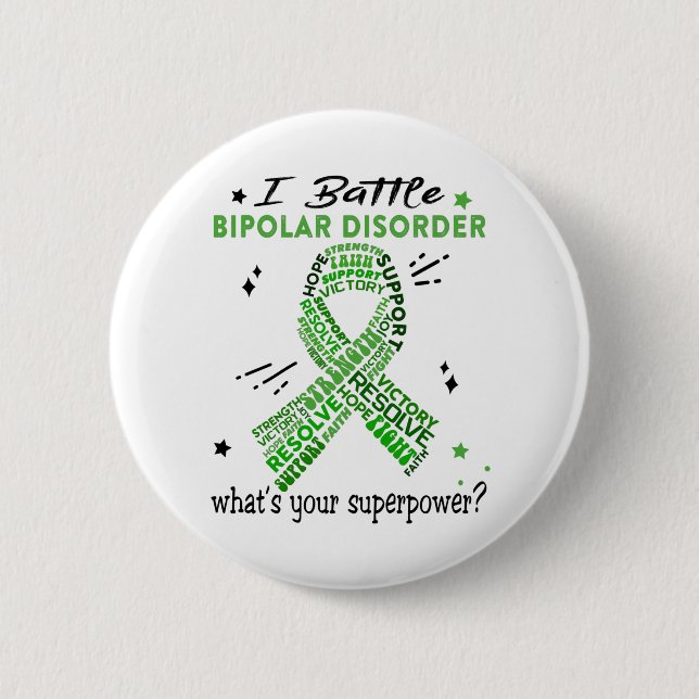 Badge Rond 5 Cm Soutenir les dons de guerriers de troubles bipolai (Devant)