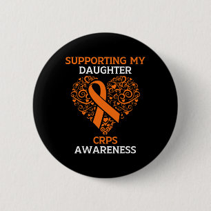 Badge Rond 5 Cm Soutien À Ma Fille Rsd Crps Sensibilisation Orange