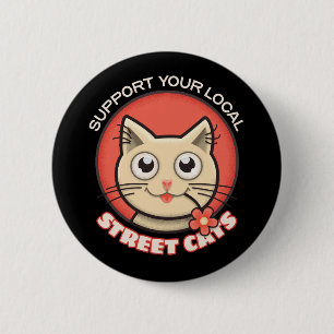 Badge Rond 5 Cm Soutien à vos chats de rue locaux