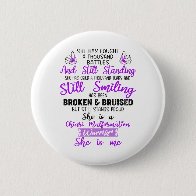 Badge Rond 5 Cm Soutien Chiari Malformation Guerrier Cadeaux (Devant)