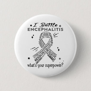 Badge Rond 5 Cm Soutien Encéphalite Guerrier Cadeaux