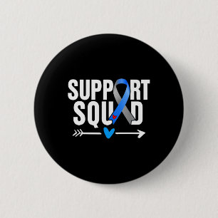 Badge Rond 5 Cm Soutien Escadron Grey Blue Ribbon Sensibilisation