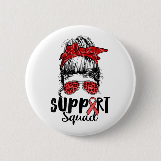 Badge Rond 5 Cm Soutien Escadron Messy Bun Guerrier Maladie cardia (Devant)