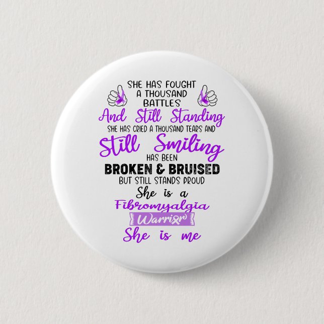 Badge Rond 5 Cm Soutien Fibromyalgia Guerrier dons (Devant)