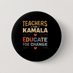 Badge Rond 5 Cm Soutien Kamala Harris Enseignant pédagogique Harri