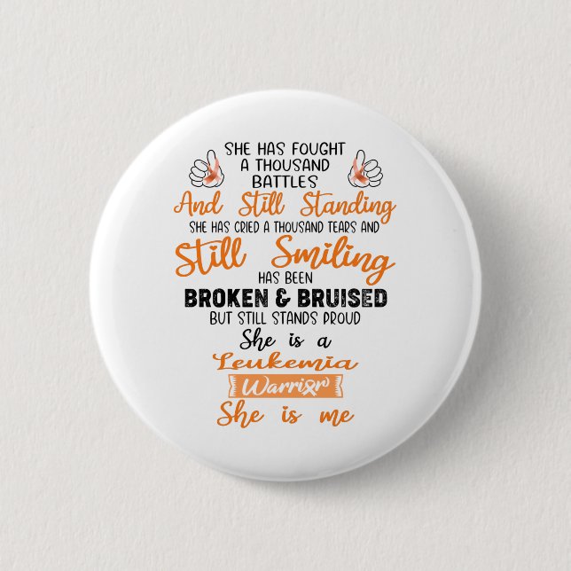 Badge Rond 5 Cm Soutien Leukemia Guerrier Cadeaux (Devant)