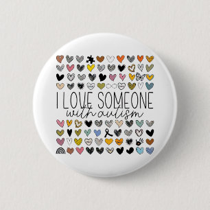 Badge Rond 5 Cm Soutien Sensibilisation sur l'autisme J'Aime Quelq