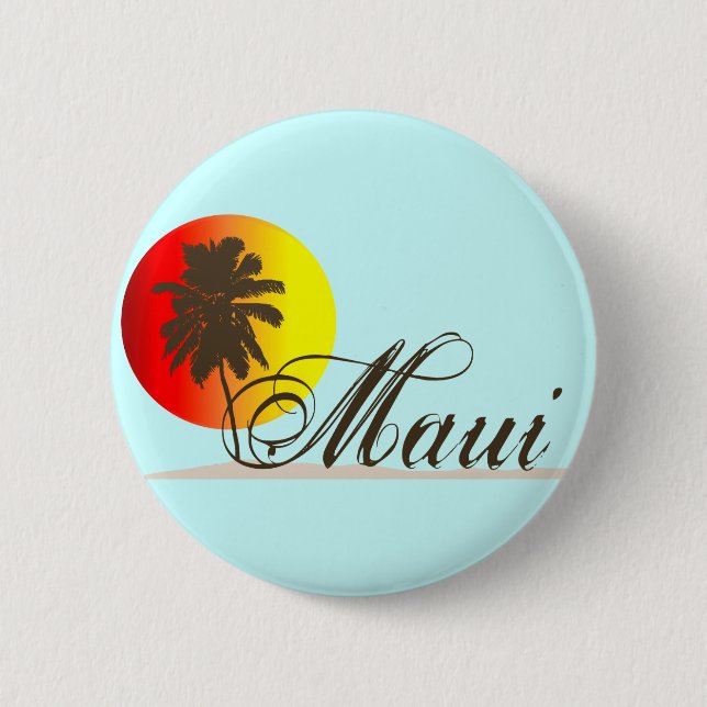 Badge Rond 5 Cm Souvenir de Maui Hawaï (Devant)