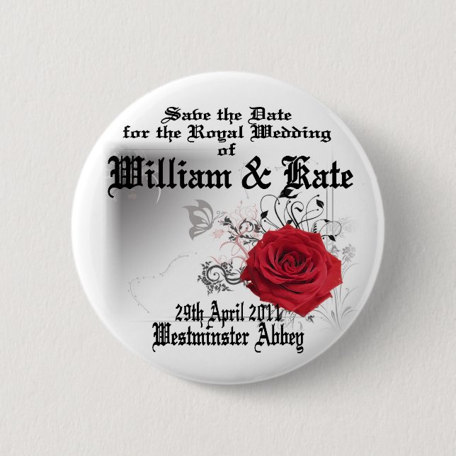 Badge Rond 5 Cm Souvenir royal d'objet de collection de mariage de (Devant)