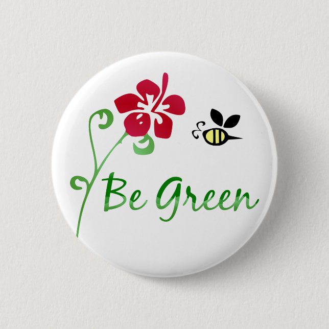 Badge Rond 5 Cm Soyez bouton vert (Devant)