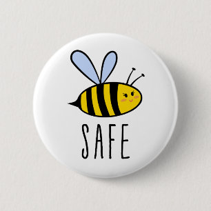 Badge Rond 5 Cm Soyez en sécurité, abeille mignonne