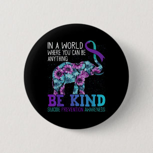 Badge Rond 5 Cm Soyez gentil Elephant Tournesol Turquoise Purple R