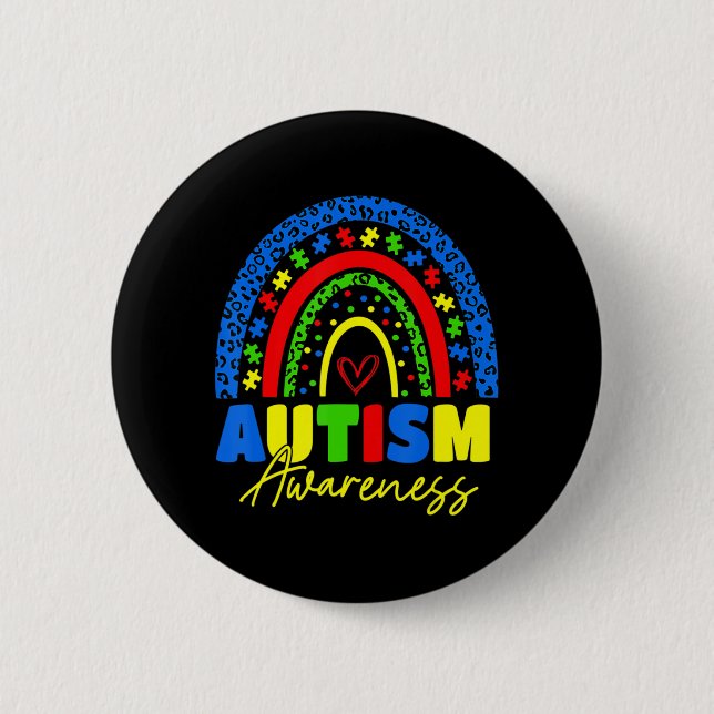 Badge Rond 5 Cm Soyez gentil Sensibilisation sur l'autisme Rainbow (Devant)