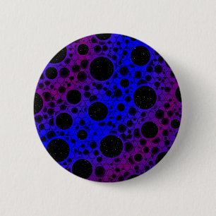 Badge Rond 5 Cm Space Bubble Spots - Bleu/Violet