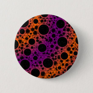Badge Rond 5 Cm Space Bubble Spots - Violet/Orange