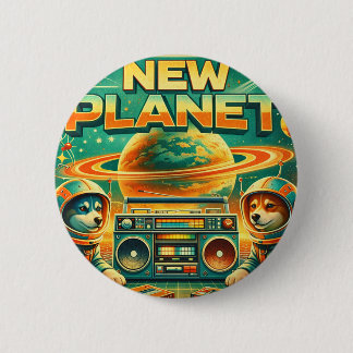 BADGE ROND 5 CM SPACE DOGS RADIO -  NOUVEAU LOGO PLANÈTE26
