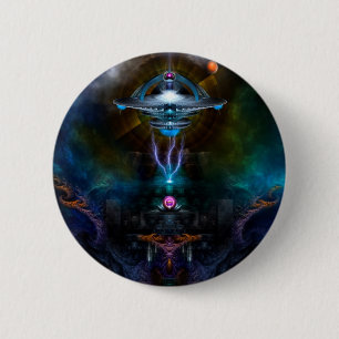 Badge Rond 5 Cm Space Station Ansarious Fractal Art