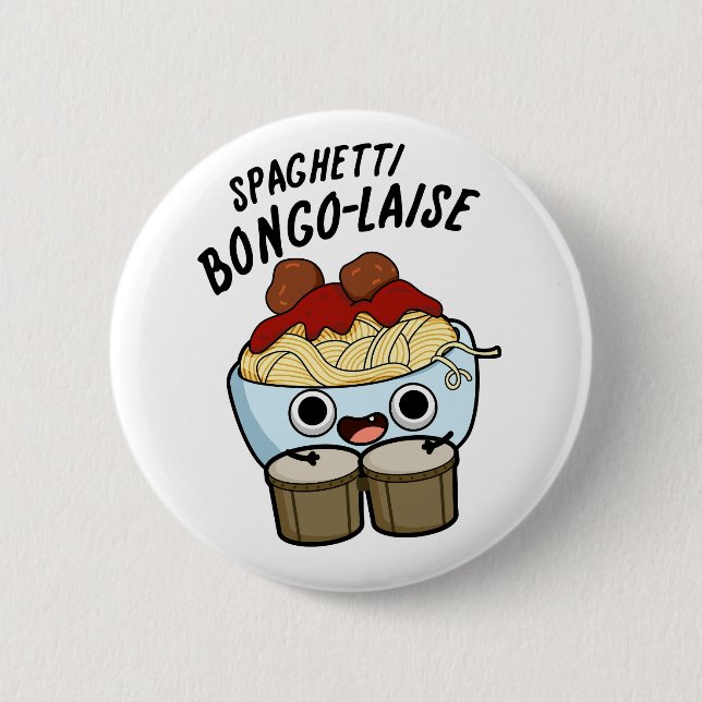 Badge Rond 5 Cm Spaghetti Bongolaise Funky Food Pun (Devant)