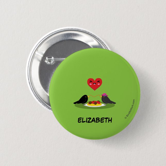 Badge Rond 5 Cm Spaghetti Meatballs Date romantique | Ajouter Votr (Devant & derrière)