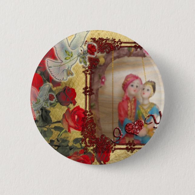 Badge Rond 5 Cm spécial Happy Valentine amants à être (Devant)