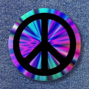 Badge Rond 5 Cm Spectacle de lumière aquatique avec signe de paix