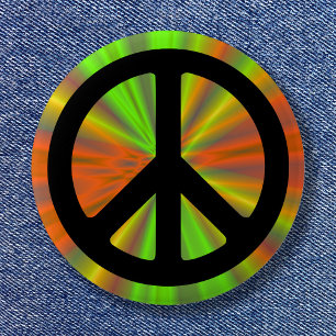 Badge Rond 5 Cm Spectacle de lumière avec signe de paix