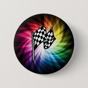Badge Rond 5 Cm Spectre de drapeau À damiers