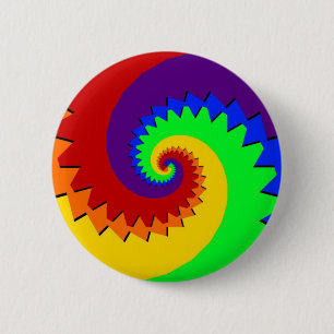 Badge Rond 5 Cm Spirale numérique arc-en-ciel
