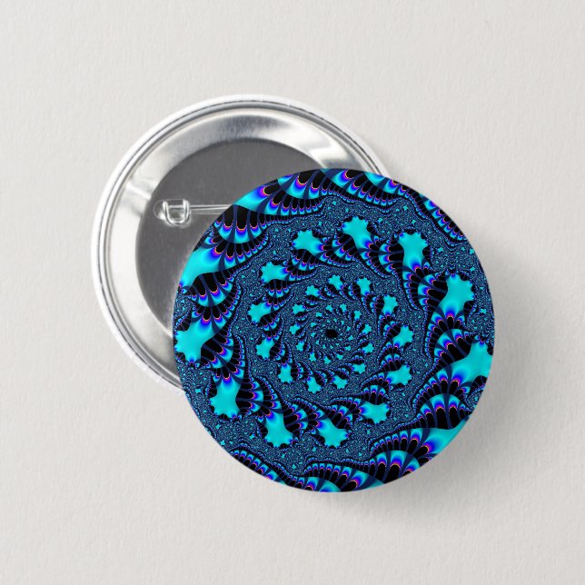 Badge Rond 5 Cm Spirale tourbillon turquoise (Devant & derrière)