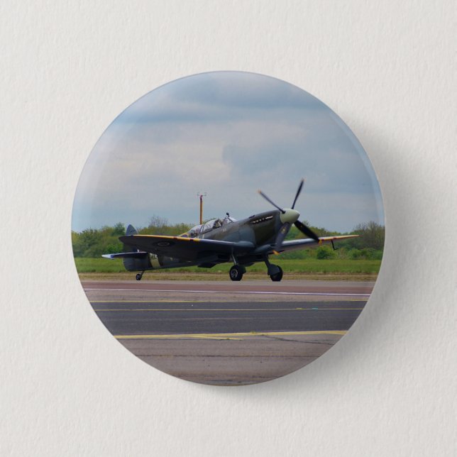 Badge Rond 5 Cm Spitfire sur la piste (Devant)