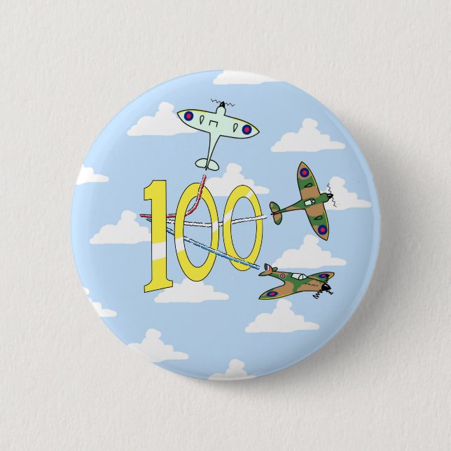 Badge Rond 5 Cm Spitfires 100th Birthday (Ciel bleu) (Devant)
