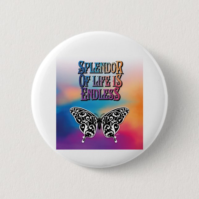 Badge Rond 5 Cm Splendeur de vie avec papillon (Devant)