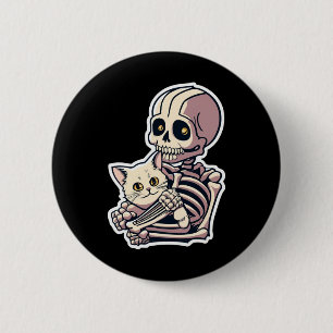 Badge Rond 5 Cm Squelette Anime Tenant Une Chemise Chat Lazy Hallo