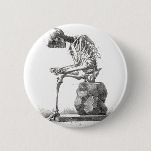 Badge Rond 5 Cm Squelette assis anatomie Illustrisation