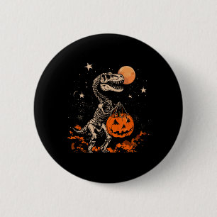 Badge Rond 5 Cm Squelette de dinosaure effrayant Citrouille lunair
