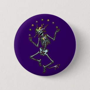 Badge Rond 5 Cm Squelette de jonglerie de farceur