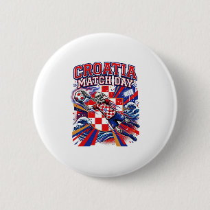 Badge Rond 5 Cm Squelette de la journée de match de Croatie Nation