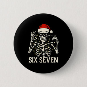Badge Rond 5 Cm Squelette de mème de Noël 67 avec chapeau de Père