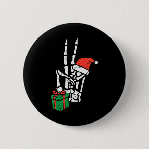 Badge Rond 5 Cm Squelette de Noël Pocket de la paix main Noël Homm