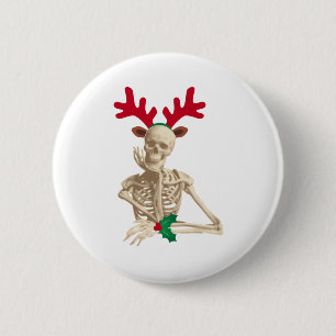 Badge Rond 5 Cm squelette de rennes de noël