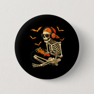 Badge Rond 5 Cm Squelette d'Halloween joueur de jeux vidéo garçons