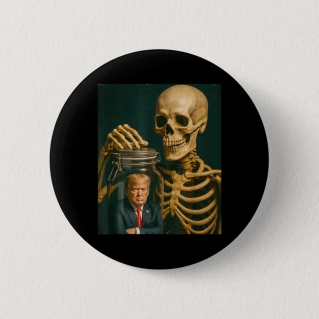 Badge Rond 5 Cm Squelette drôle d'Halloween (Devant)