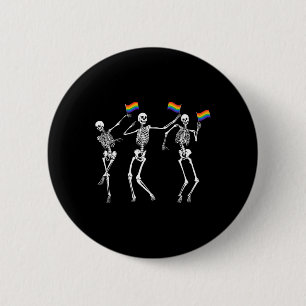 Badge Rond 5 Cm Squelette Halloween Lgbt Drapeau Squelette Gay pri