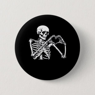 Badge Rond 5 Cm Squelette Mains de coeur Signer Costume d'Hallowee