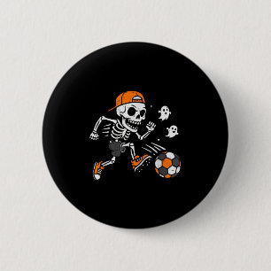 Badge Rond 5 Cm Squelette Soccer Citrouille Costume Halloween Garç