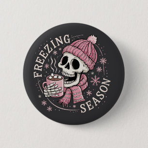 Badge Rond 5 Cm Squelettes de saison de gel groovy Saison d'hiver 
