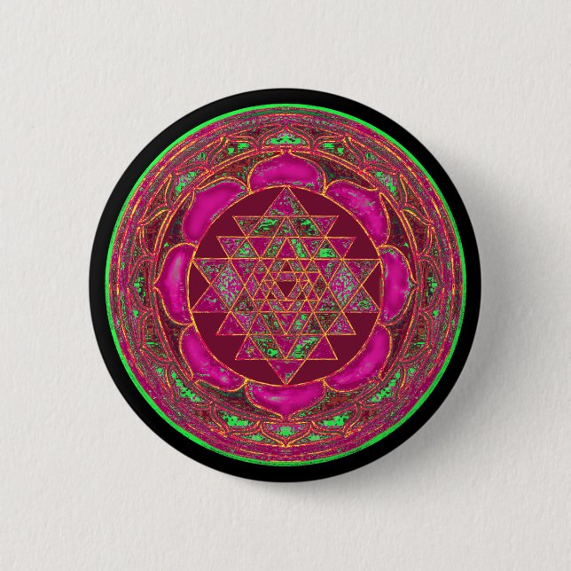 Badge Rond 5 Cm Sri Lakshmi Yantra Mandala (Devant)