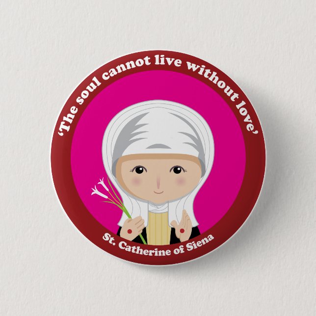 Badge Rond 5 Cm St Catherine de Sienne (Devant)